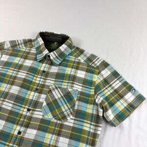Kuhl Shirt Mens M Plaid Eluxur Button Up Organic Cotton Outdoor Hiking Camp
